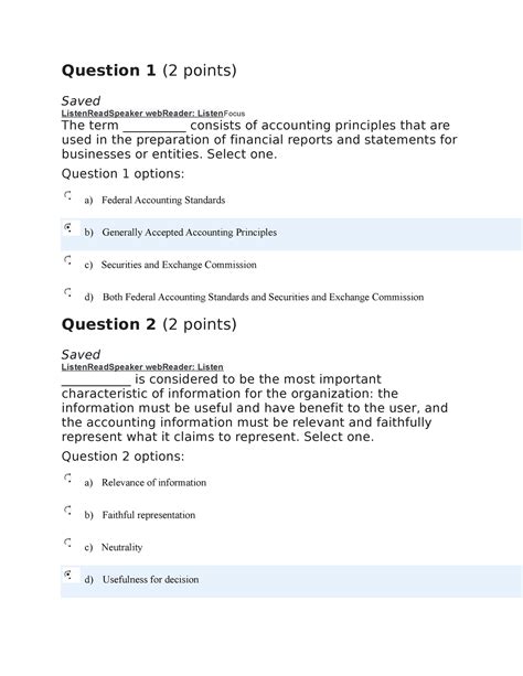 Module Quiz Question Points Saved Listenreadspeaker