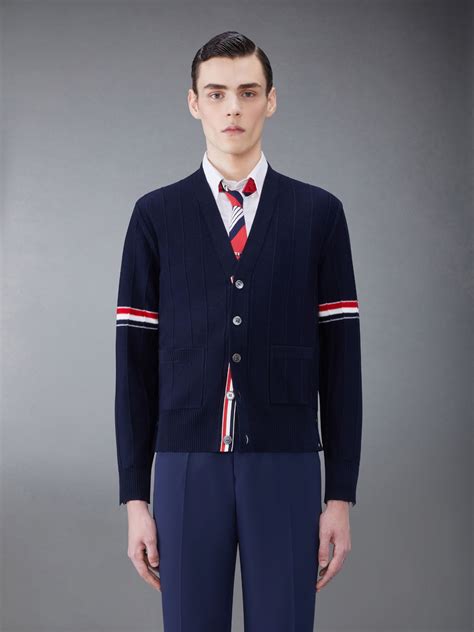 Wool Relaxed V Neck Armband Cardigan Thom Browne