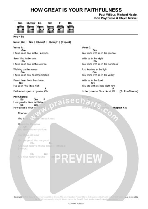 How Great Is Your Faithfulness Chords Pdf Paul Wilbur Praisecharts