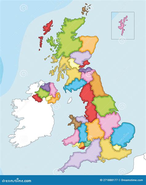 Vector Illustrated Blank Map Of UK With Administrative Divisions, And ...