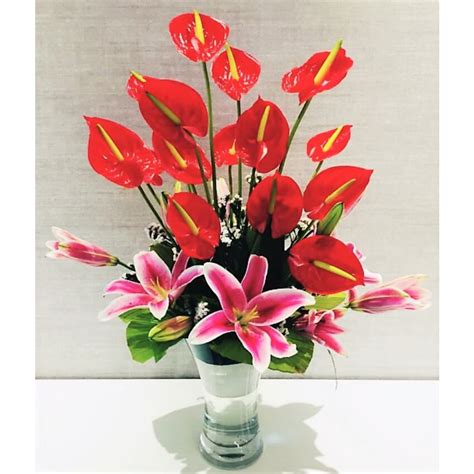 Oriental Lily Arrangement With Vase