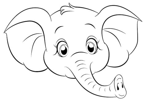 Esquema De Página Para Colorear De Elefante Lindo Vector Gratis