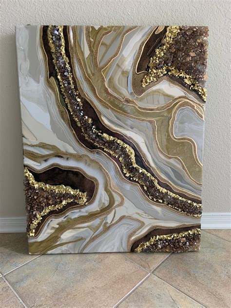 Brown Beauty Resin Art Epoxy Artwork Luxury Art Crystal Art Taupe