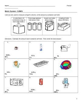 Liters And Milliliters Worksheets Grade 2