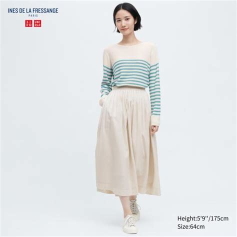 女裝 Ines De La Fressange 亞麻混紡寬版抓皺裙 Uniqlo 比價 Uq 搜尋