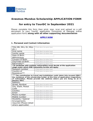 Erasmus Mundus Scholarship Application Form Fill And Sign Printable