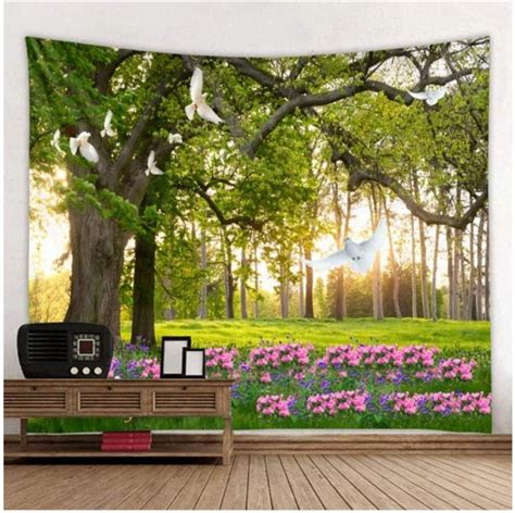 XXSCZ Tapisserie Forest Tapestry Psychedelic Wandbehang Schöne Wald