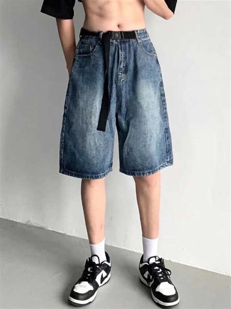 Y K Summer Women Vintage Streetwear Korean Denim Shorts High Waist Knee