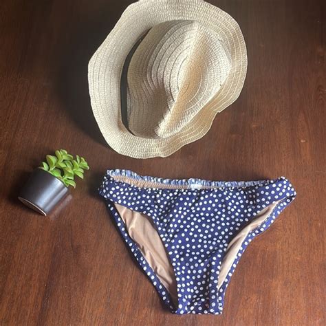 J Crew Swim Jcrew Polka Blue White Dot Bikini Bottoms Size Xs