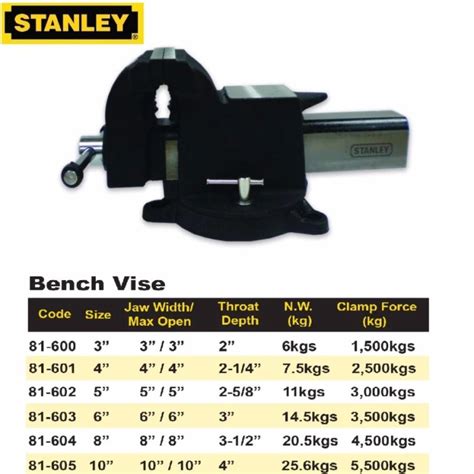 Stanley Cast Steel Bench Vise 8 Inch Shopee Malaysia