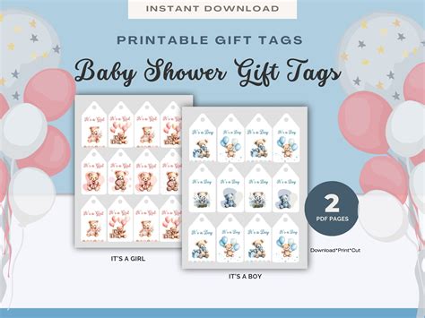 Printable Baby Shower Gift Tags Printable Baby Gift Tags Printable Gift ...