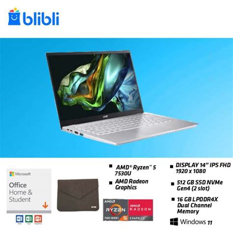 Promo Acer Swift Go Sfg R Yr Silver Fhd R U G Ddr