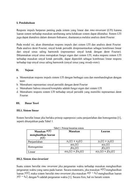 Sinyal Dan Sistem 5 I Pendahuluan Respons Impuls Berperan Penting