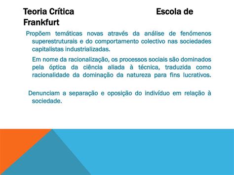 PPT TEORIA CRÍTICA ESCOLA DE FRANKFURT PowerPoint Presentation free