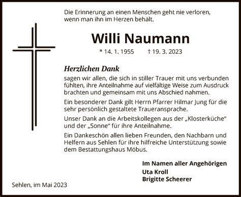 Traueranzeigen Von Willi Naumann Trauer HNA De