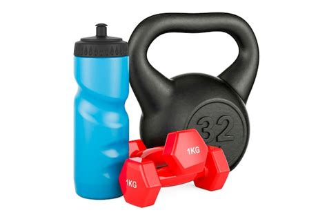 Premium Photo Dumbbells Kettlebell And Plastic Sport Water Bottle 3d