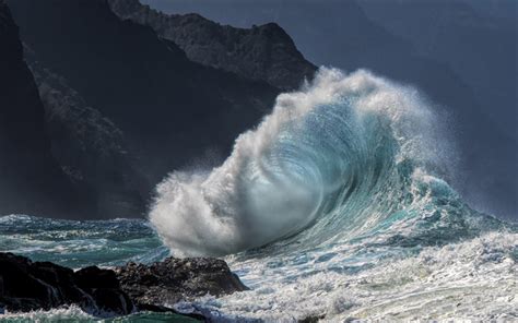 Download wallpapers huge wave, coast, sea, rocks, big waves, storm for ...