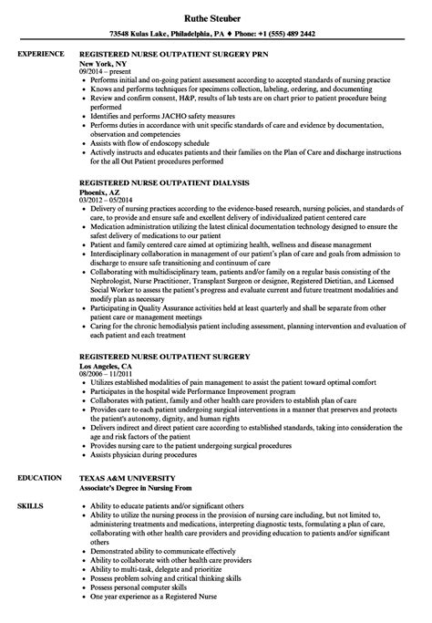 Registered Nurse Outpatient Resume Samples Velvet Jobs