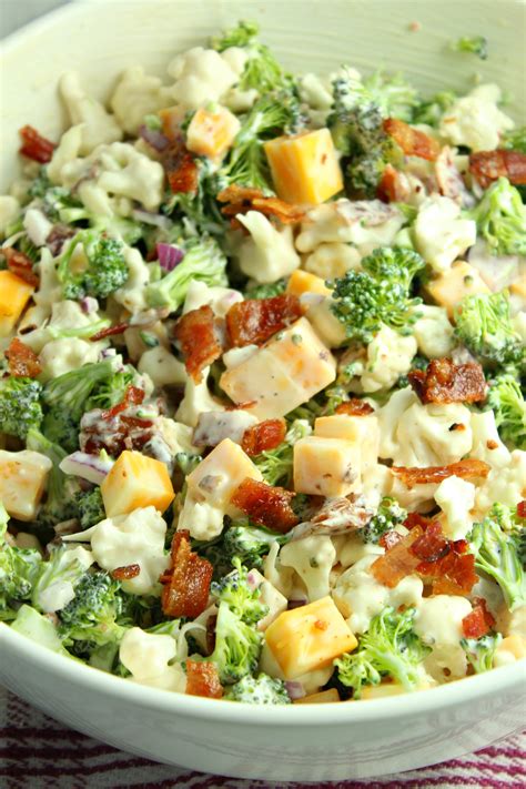 Loaded Broccoli Cauliflower Salad (Low Carb) | Grandma's Things