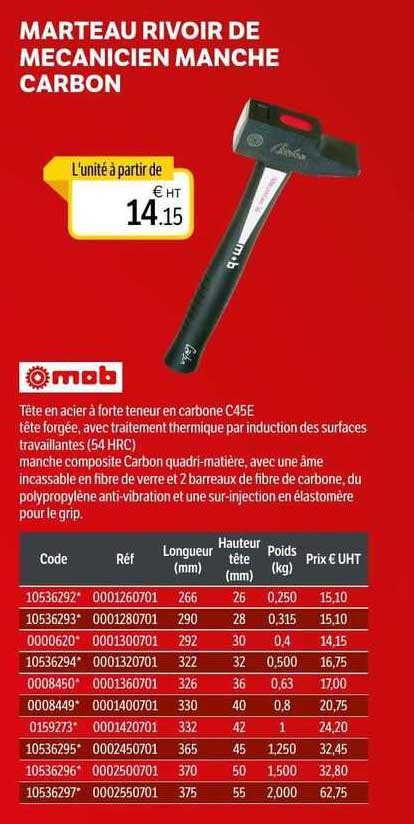 Promo Marteau Rivoir De Mecanicien Manche Carbon Mob Chez DomPro