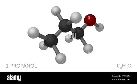 1 Propanol Molecule Rotating Seamless Loop 3d Animation 4k 30fps