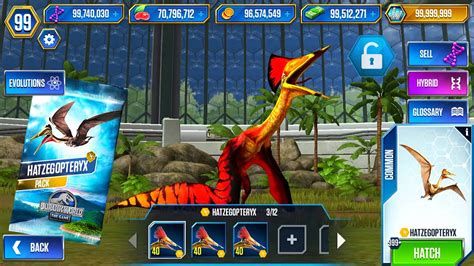 HATZEGOPTERYX PACK UNLOCK 999 HATZEGOPTERYX X3 LV 40 JURASSIC WORLD