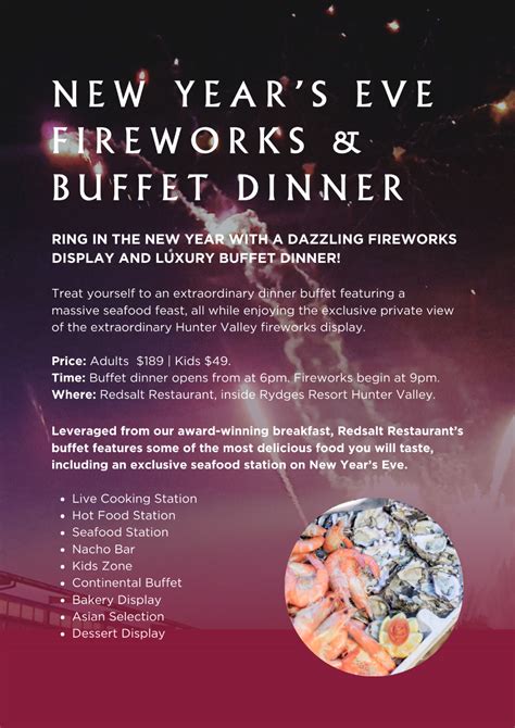 New Year's Eve Buffet Dinner - Rydges Resort Hunter Valley Reservations