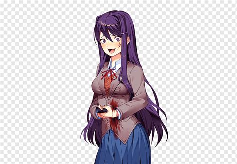 Doki Doki Literature Club Yuri Art Team Salvato Others Purple Cg Artwork Black Hair Png