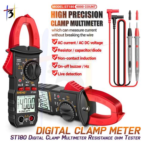 Digital Clamp Multimeter Resistance Ohm Tester Ac Dc Clamp Ammeter