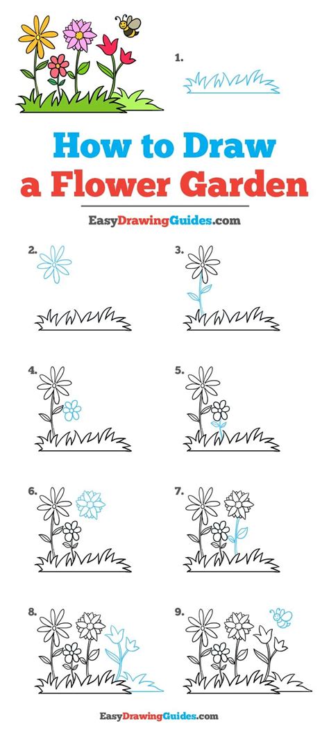 Spring Season Flower Garden Drawing Easy For Kids - Urban Style Design