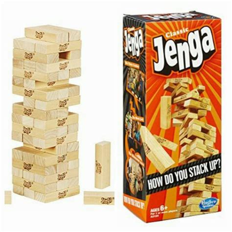 Bnib Authentic Hasbro Classic Jenga Game Wooden Stacking Toy Shopee