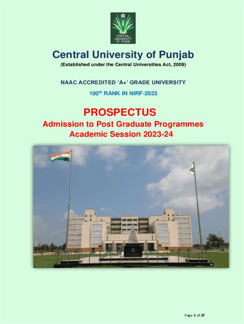 Fillable Online cup edu About Central University of Punjab Fax Email Print - pdfFiller