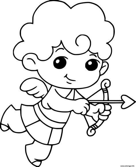 Coloriage Cute Cupidon Kawaii Mignon Dessin Cupidon à imprimer