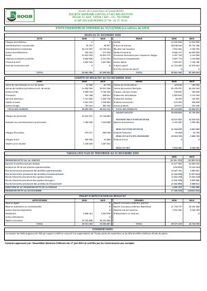 Etats financiers certifiés et approuvés exercice 2020 SOGB CI