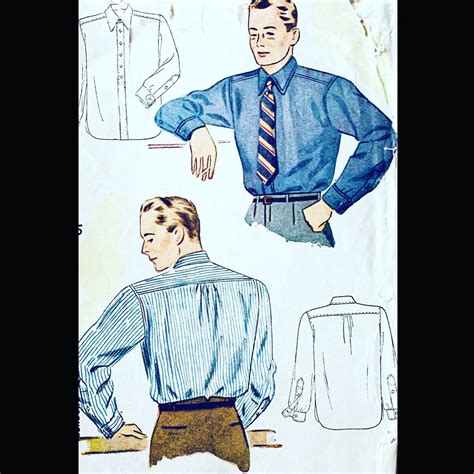 Simplicity 4138 38 Mens Shirt Sewing Pattern Vintage Men Shirt