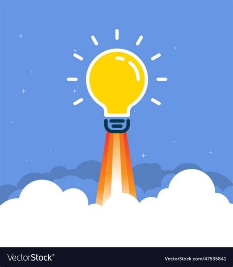 Light Bulb Idea Insight Rocket Launch Concept Vector Image On