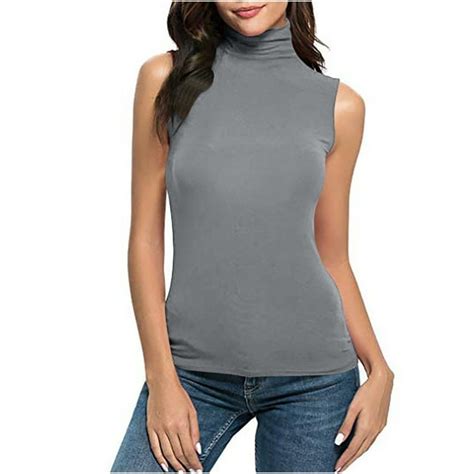 Uyisj Womens Mock Neck Tank Tops Sleeveless Turtleneck Slim Fit