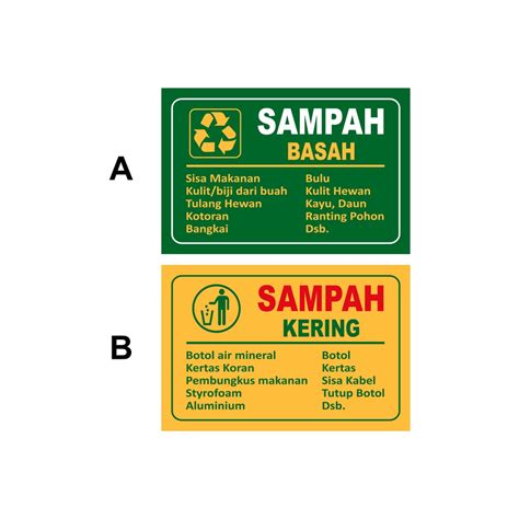 Jual Stiker Sign Rambuk Safety Sampah Basah Dan Sampah Kering Uk