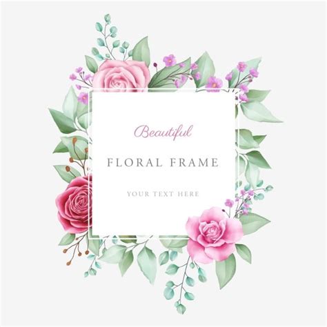 Linda Moldura Floral Quadrada Para O Logotipo De Branding Ou Casamento