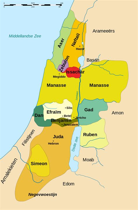 English: Map of the twelve tribes of Israel, before the move of Dan to ...