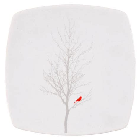 Winter Cardinal Square Appetizer Plate By Fifth Pts