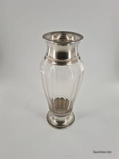 Superbe vase en cristal de Baccarat monture argent poinçon tête de