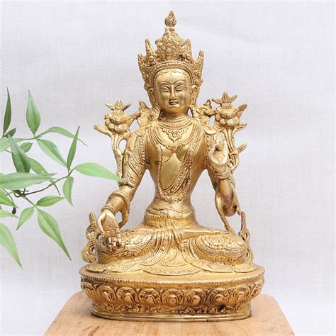 Shop Vintage Bronze Goddess White Tara Statue IndianShelf