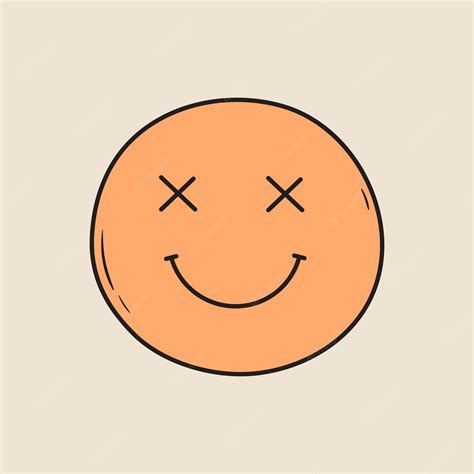 Premium Vector Cute Vector Emoji Hand Drawn Smiling Face With Cross Eyes