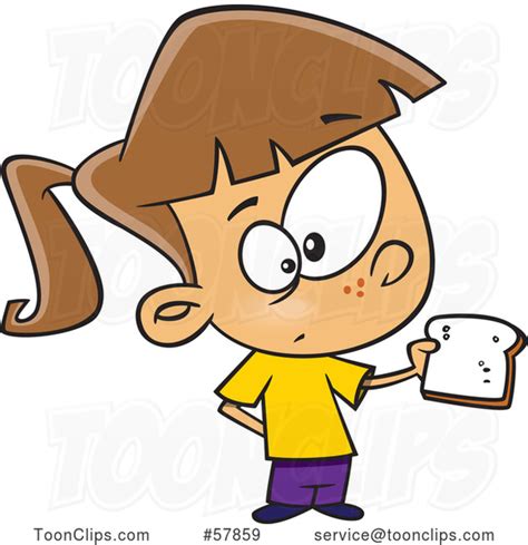 Cartoon White Girl Holding A Slice Of Bread 57859 By Ron Leishman