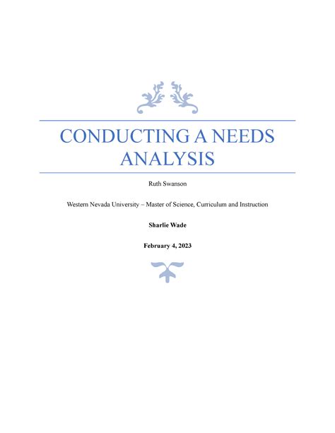 Conducting A Needs Analysis D Task Conducting A Needs Analysis