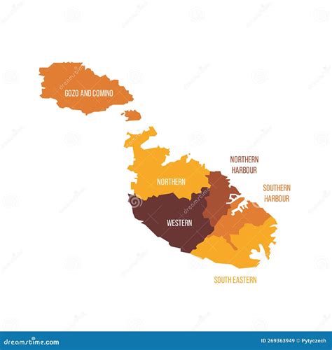 Mapa Político Malta De Divisiones Administrativas Ilustración del