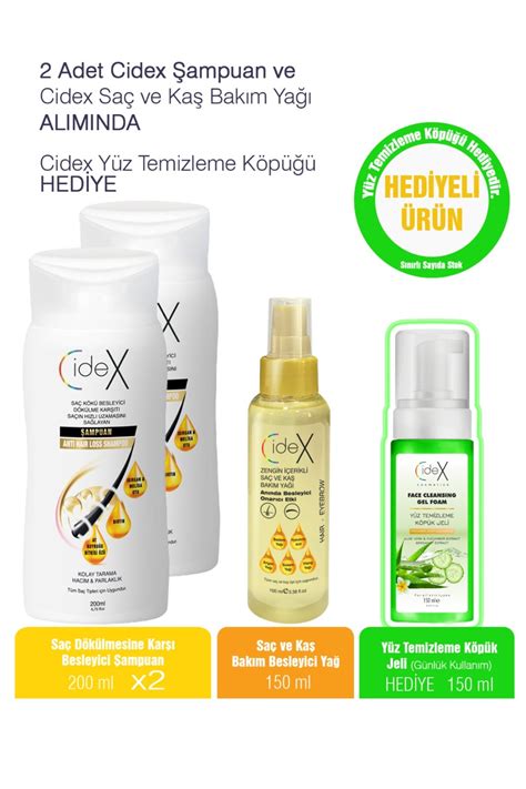 Cidex Cosmetics Şampuan, Saç Ve Kaş Bakım Yağı, Hızlı Saç Uzatma ...