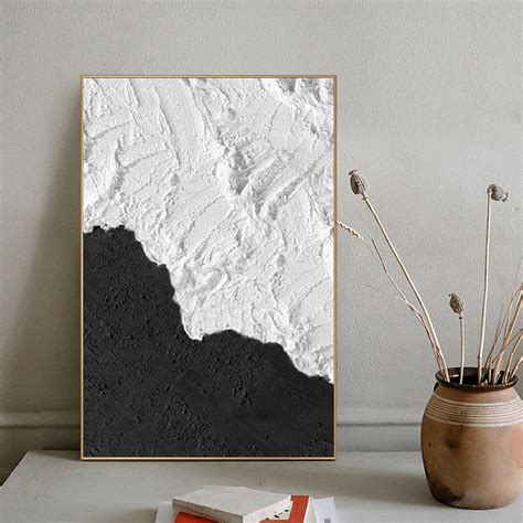 Black and White Waves Wall Art Black Textured Wall Art Black and White ...