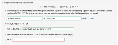 Solved 1 Point Consider The Initial Value Problem Y 16y